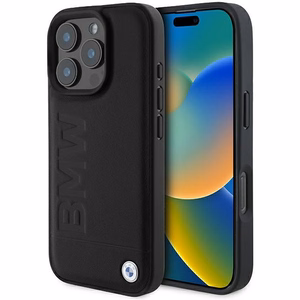 BMW odinis dėklas su karštu antspaudu iPhone 16 Pro Max - juodas
