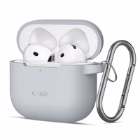 Tech-Protect silikoninis dėklas su kabliuku AirPods 4 - pilkas