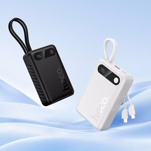 Išorinė baterija Hoco 20000 mAh QC PD 2A 22,5W su integruotais laidais USB C + Lightning J171A juoda