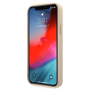 Guess GUHCP12LRSAVSLG iPhone 12 Pro Max 6.7 kietasis dėklas Saffiano Vintage Script auksinis