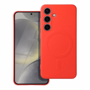 SILICONE MAG COVER dėklas telefonui suderinamas su MagSafe Samsung S24 raudonas