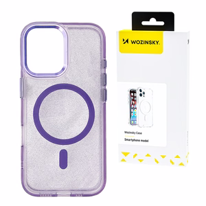 Wozinsky Blizgus dėklas telefonui MagSafe Samsung Galaxy S24 FE - violetinis su blizgučiais
