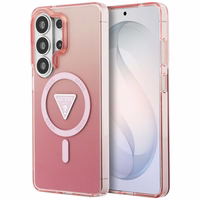 GUESS dėklas for SAMSUNG S26 Ultra GUHMS26LHGTMLCGP (Magnetic IML Gradient Triangle) rožinis