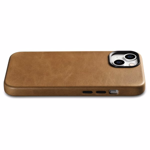 iCarer Oil Wax Premium odinis dėklas iPhone 14 Plus Magnetinis odinis dėklas su MagSafe Rudas (WMI14220703-TN)