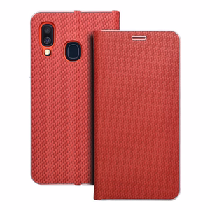 Dėklas telefonui LUNA Book Carbon skirtas SAMSUNG A40 raudonas