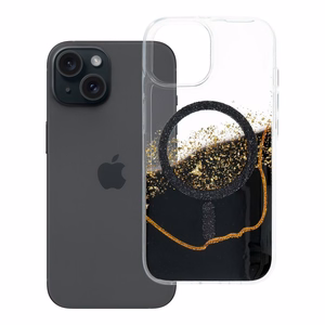 Golden dėklas, suderinamas su MagSafe, skirtas iPhone 15, juodas
