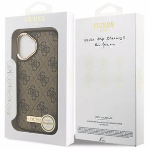 Guess 4G Logo Plate MagSafe чехол iPhone 17 коричневый
