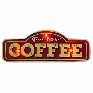 RETRO metalinė iškaba LED Fresh Brewed Coffee Forever Light