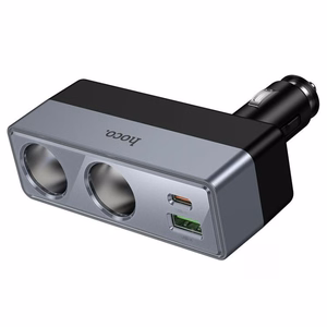 Automobilinis įkroviklis Hoco 1xUSB A + 1xUSB C+2x cigarečių degiklio prievadai PD QC3.0 max 240W/24V Z65B juodas