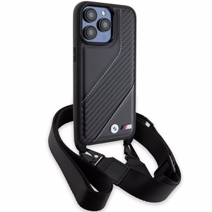 BMW M Edition Carbon Stripe & Strap dėklas telefonui iPhone 15 Pro - juodas