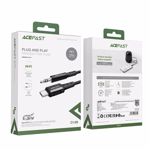 Audio adapteris Acefast C1-08 USB-C to 3.5mm (M) 1.2m juodas