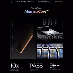 Spigen Glas.tR EZ Fit privatumo grūdintų apsauginių stiklų rinkinys iPhone 16 Pro Max / 17 Pro Max telefonams – 2 vnt.