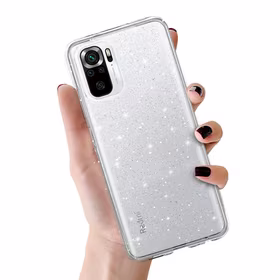 Crystal Glitter dėklas telefonui Xiaomi Redmi Note 10/Note 10S/Poco M5S sidabrinis