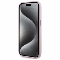 Karl Lagerfeld FW Metal Plate Magnetinis įkrovimo dėklas iPhone 15 Pro Max - rožinė