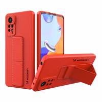 Wozinsky Kickstand Case silikoninis dėklas su stovu Xiaomi Redmi Note 11 Pro raudonas
