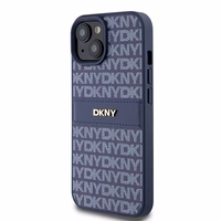 DKNY Odinis mono juosta ir metalinis logotipas dėklas telefonui iPhone 15 / 14 / 13 - mėlynas