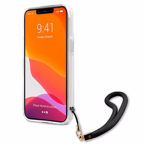 Guess GUHCP13XKCABBK iPhone 13 Pro Max 6.7" juodas/juodas kietas dėklas Camo Dirželis Kolekcija