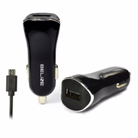 Beline automobilinis įkroviklis 1xUSB + microUSB 1A juodas