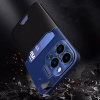 Odinis dėklas su stovu iPhone 14 Plus, kortelių piniginės tipo, mėlynas