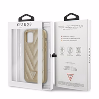 Guess GUHCP12SPUVQTMLBE iPhone 12 mini 5.4" auksinis/auksinis kietas dėklas V-Quilted kolekcija