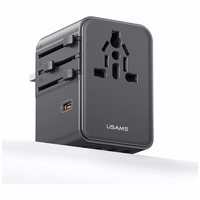Tinklo įkroviklis USAMS Travel Adapter CC310 3xUSB-C 70W 4in1 US/AU/EU/UK juodas