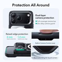 ESR Classic Hybrid Kickstand Magnetinis dėklas telefonui iPhone 17 Pro Max - skaidrus juodas