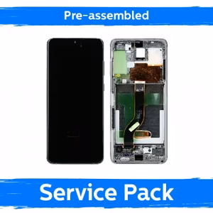 LCD ekranas suderinamas su Samsung G986 (G985) S20 Plus su rėmeliu / Cosmic Gray / (Iš anksto surinktas Service Pack)