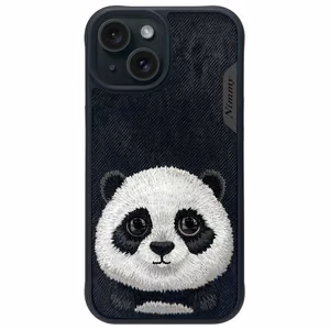 Nimmy Big Eyed Pet 2.0 panda dėklas iPhone 15 - juodas