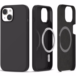 Tech-Protect Silikoninis Magnetinis dėklas telefonui iPhone 15 - matinė juoda