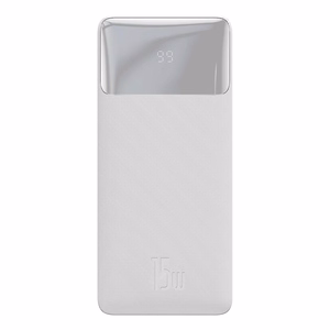 Baseus Bipow išorinė baterija su ekranu 10000mAh 15W balta (Overseas Edition) + USB-A - Micro USB kabelis 0.25m baltas (PPBD050002)