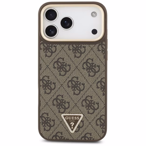 Guess чехол для iPhone 17 Pro Max совместимый с MagSafe GUHMP17XP4GTDGMW (4G PU W/ Triangle Logo) золотой коричневый