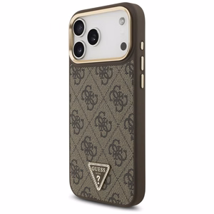 Guess чехол для iPhone 17 Pro Max совместимый с MagSafe GUHMP17XP4GTDGMW (4G PU W/ Triangle Logo) золотой коричневый