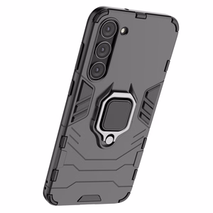 Ring Armor dėklas Samsung Galaxy S23+ šarvuotas dangtelis magnetinis laikiklis žiedas juodas