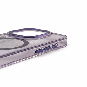 Blizgus magnetinis dėklas telefonui iPhone 16 Pro - violetinis su blizgučiais