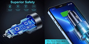 Kroviklis CHOETECH 2xUSB-C, USB-A: 12-24V, 130W, QC3.0, PD3.0, PPS