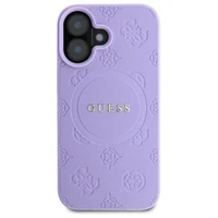 Guess Saffiano bijūno klasikinio logotipo magnetinis dėklas telefonui iPhone 16 - violetinė