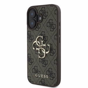 Guess 4G didelio logotipo dėklas telefonui iPhone 16 - rudas