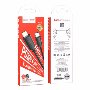 Кабель USB C to Lightning Hoco PD 2,4A 20W 1 м X88 чёрный