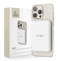 Tech-Protect LifeMag PB10 išorinė baterija su MagSafe 5000mAh 15W USB-C prievadas - balta + USB-C kabelis