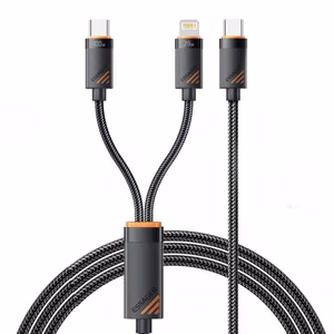 USB Laidas Essager Triple 3in1 juodas Type-C / Type-C / Lightning 120cm