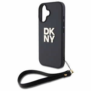 DKNY Wrist Strap Stock Logo dėklas telefonui iPhone 16 - juodas