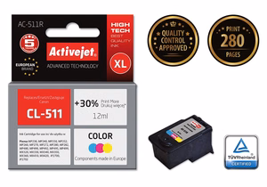 Activejet AC-511R – trijų spalvų rašalo kasetė, pakeičia Canon CL-511, 12 ml, Premium