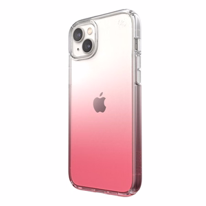 Speck Presidio Perfect-Clear + Ombre case for iPhone 15 Plus / 14 Plus, with Microban antimicrobial protection, Clear / Vintage Rose Fade