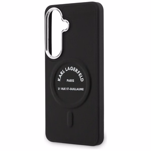 Karl Lagerfeld Embossed Ring RSG Logo MagSafe dėklas Samsung Galaxy S26+ juodas