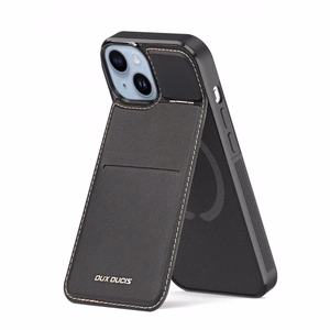 3in1 piniginės dėklas su stovu iPhone 15 Plus MagSafe RFID blokatorius Dux Ducis Rafi Mag - juodas