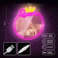 Neon MIRROR LED QUEEN warm baltas rožinis FMNE04 Forever Light