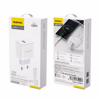 Dudao A20EU USB-A 18W sieninis įkroviklis - baltas + USB-A - USB-C kabelis