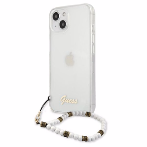 Guess GUHCP13SKPSWH iPhone 13 mini 5.4" Permatomas kietas dėklas Baltas Perlas