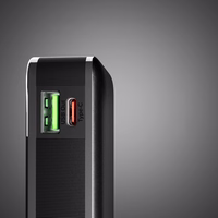 Išorinė baterija SBS 10000 mAh 20W su įmontuotu USB-C kabeliu ir skaitmenine indikacija - juoda