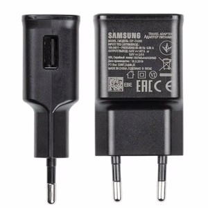 Samsung EP-TA200EBE USB-A 15W sieninis įkroviklis su EP-DR140ABE USB-A - USB-C kabeliu (OOB Bulk - pakaitinė pakuotė) - juodas